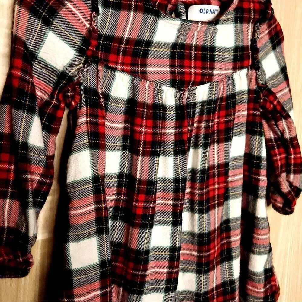 Old Navy Toddler Girls Red Plaid Flannel Dress 2T